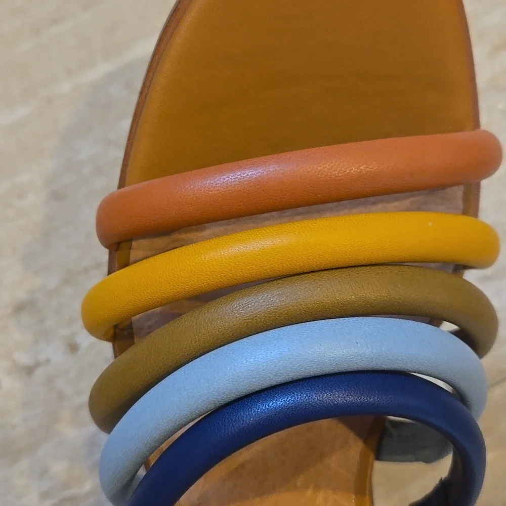 Madewell The Addie High Heel Multi-Color Strappy Mule - Picture 4 of 12